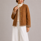 Imogen | Women's Faux Suede Jacket | Shearling Trim · Eltrendio