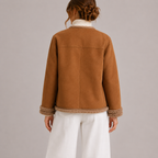 Imogen | Women's Faux Suede Jacket | Shearling Trim · Eltrendio