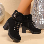 Imogen | Women's Lace-Up Heeled Boots | Side Zip · Eltrendio