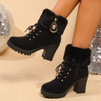 Imogen | Women's Lace-Up Heeled Boots | Side Zip · Eltrendio