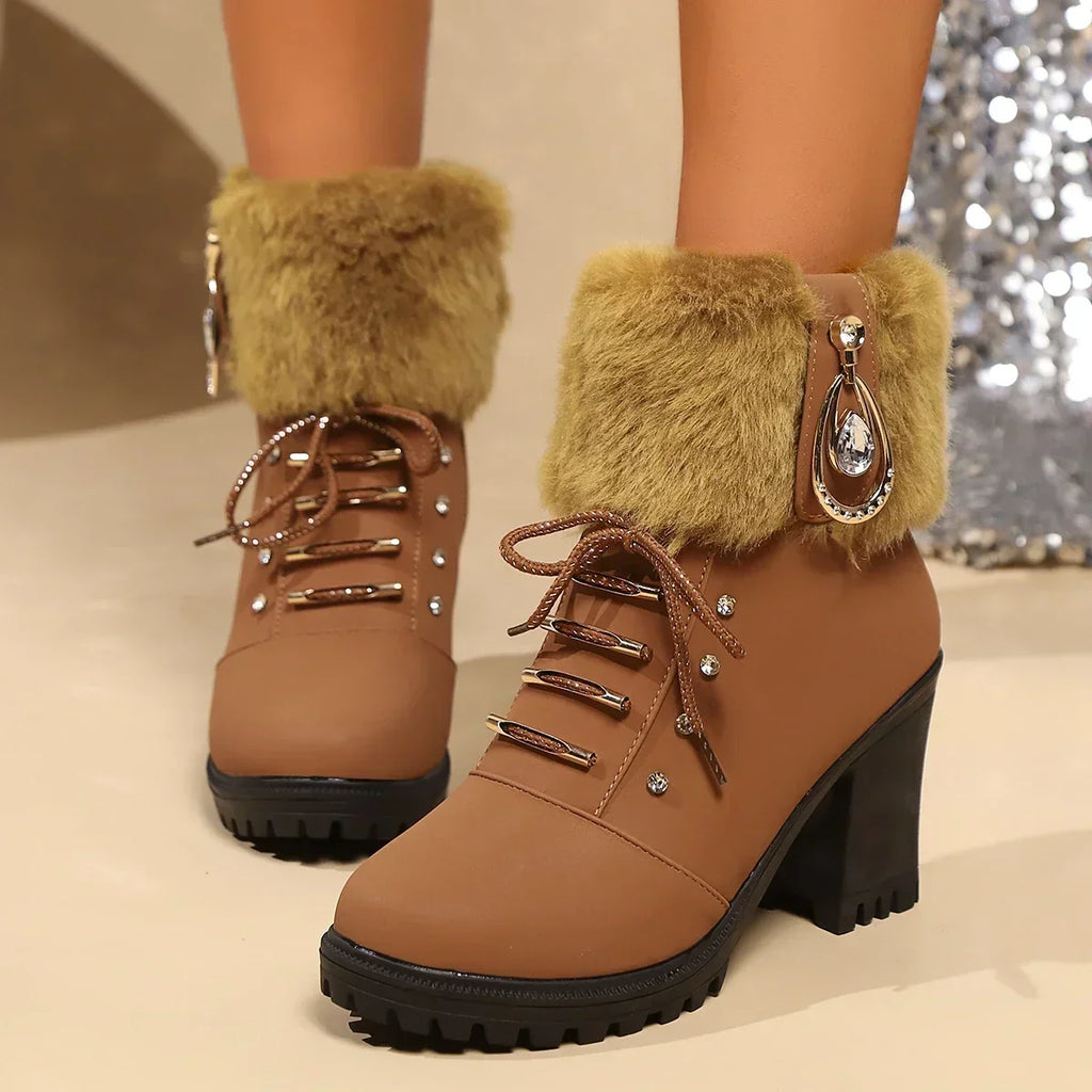 Imogen | Women's Lace-Up Heeled Boots | Side Zip · Eltrendio