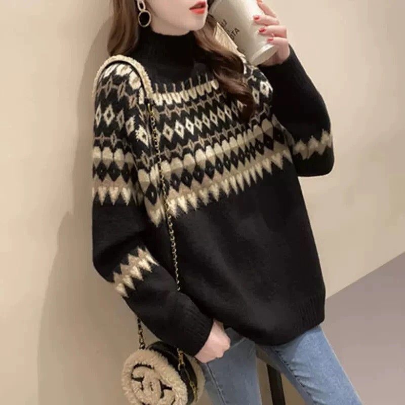 Imogen | Women's Mock Neck Jumper | Fair Isle · Eltrendio