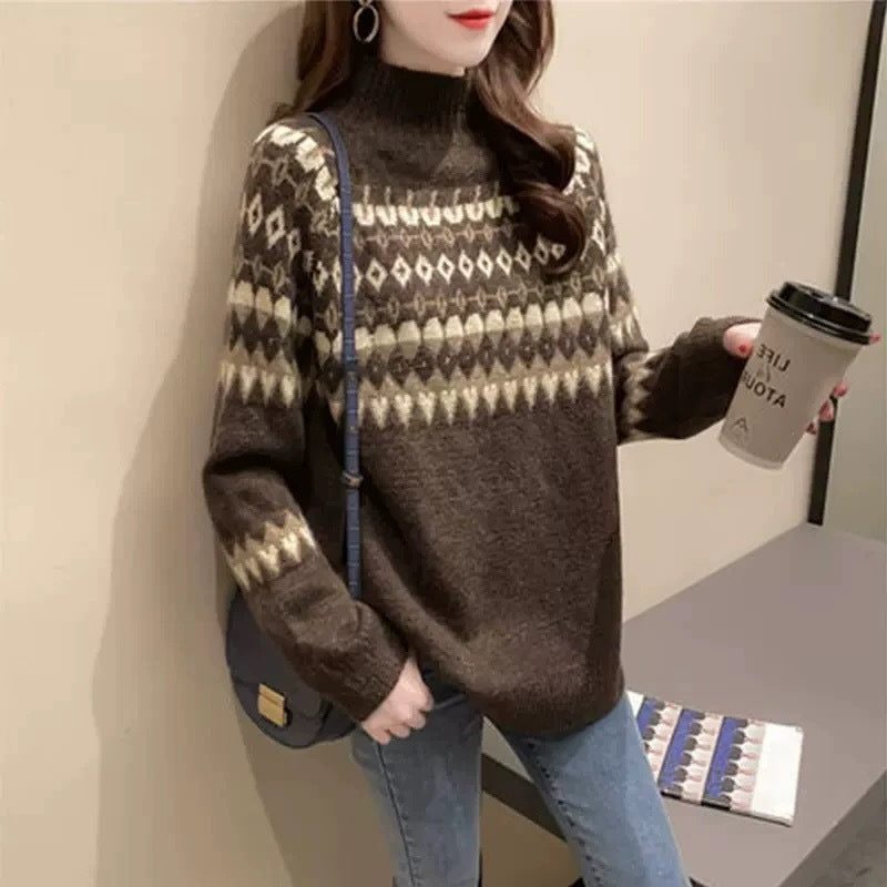 Imogen | Women's Mock Neck Jumper | Fair Isle · Eltrendio