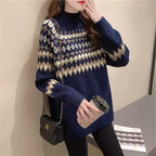 Imogen | Women's Mock Neck Jumper | Fair Isle · Eltrendio