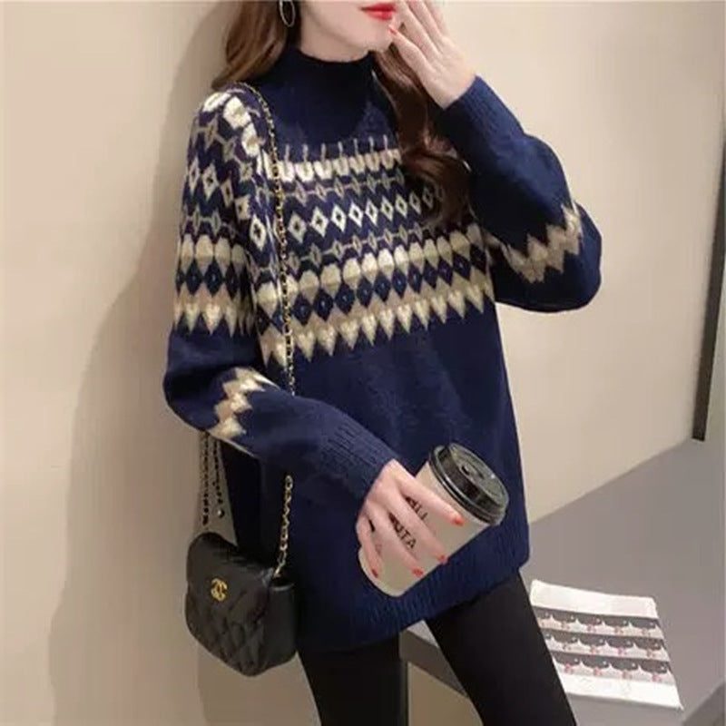 Imogen | Women's Mock Neck Jumper | Fair Isle · Eltrendio