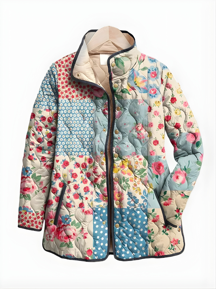 Imogen | Women's Quilted Jacket | Floral Patchwork · Eltrendio