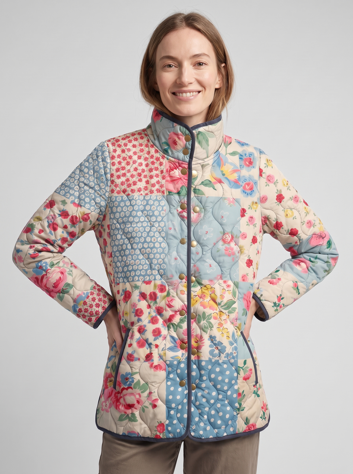 Imogen | Women's Quilted Jacket | Floral Patchwork · Eltrendio