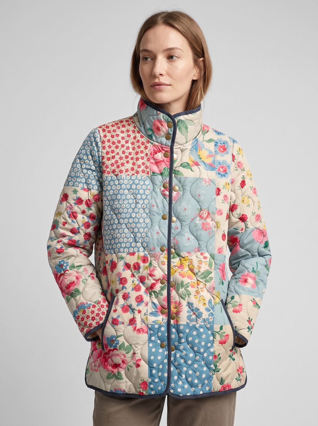 Imogen | Women's Quilted Jacket | Floral Patchwork · Eltrendio