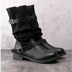 Imogen | Women's Slouch Mid-Calf Boots | Knitted Buckle · Eltrendio
