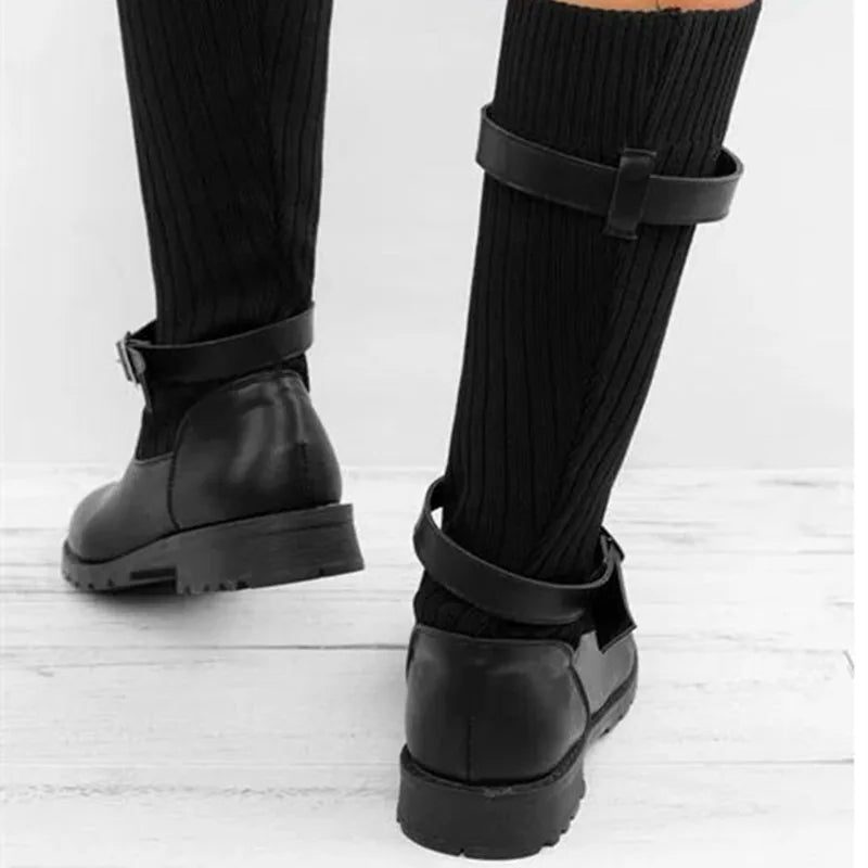 Imogen | Women's Slouch Mid-Calf Boots | Knitted Buckle · Eltrendio