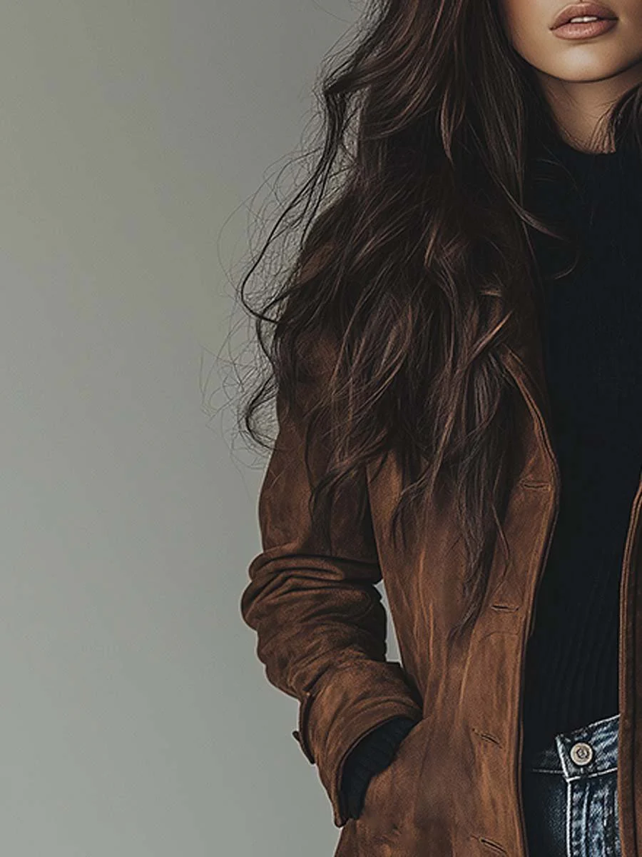 Isabel | Women's Longline Coat | Suede · Eltrendio