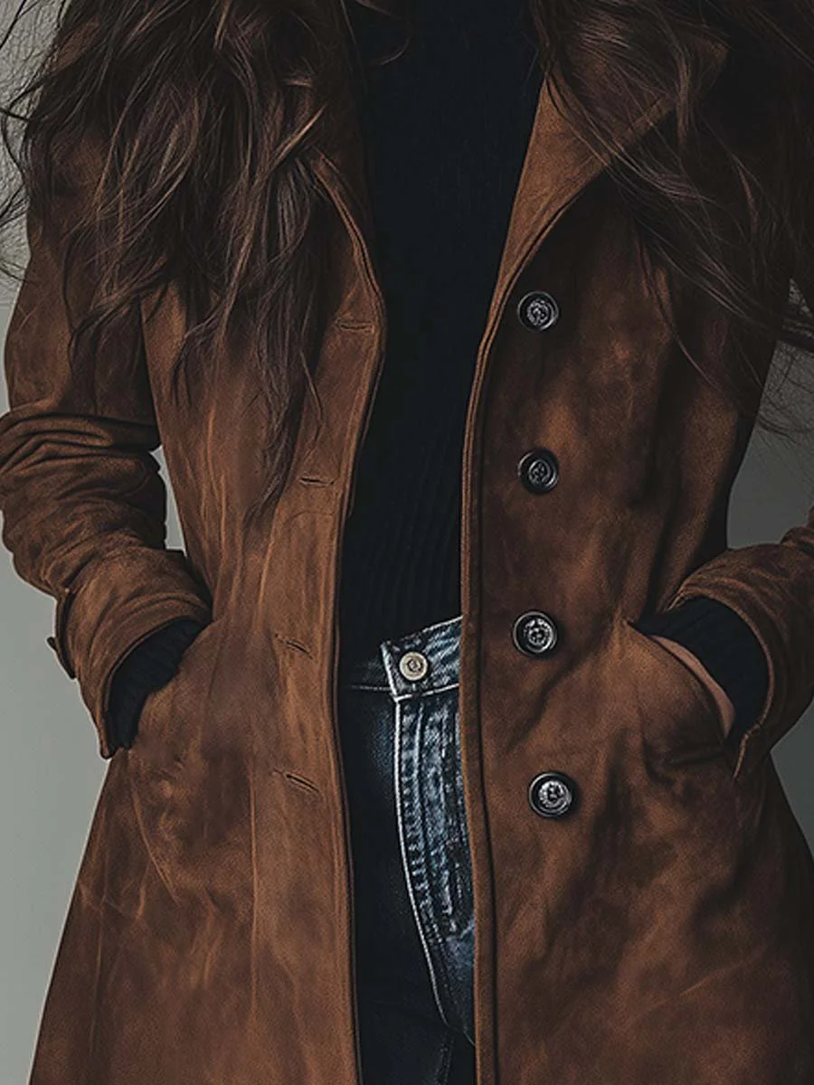 Isabel | Women's Longline Coat | Suede · Eltrendio