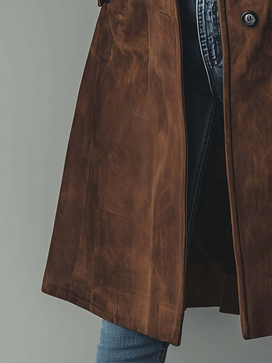 Isabel | Women's Longline Coat | Suede · Eltrendio