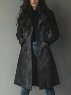 Isabel | Women's Longline Coat | Suede · Eltrendio