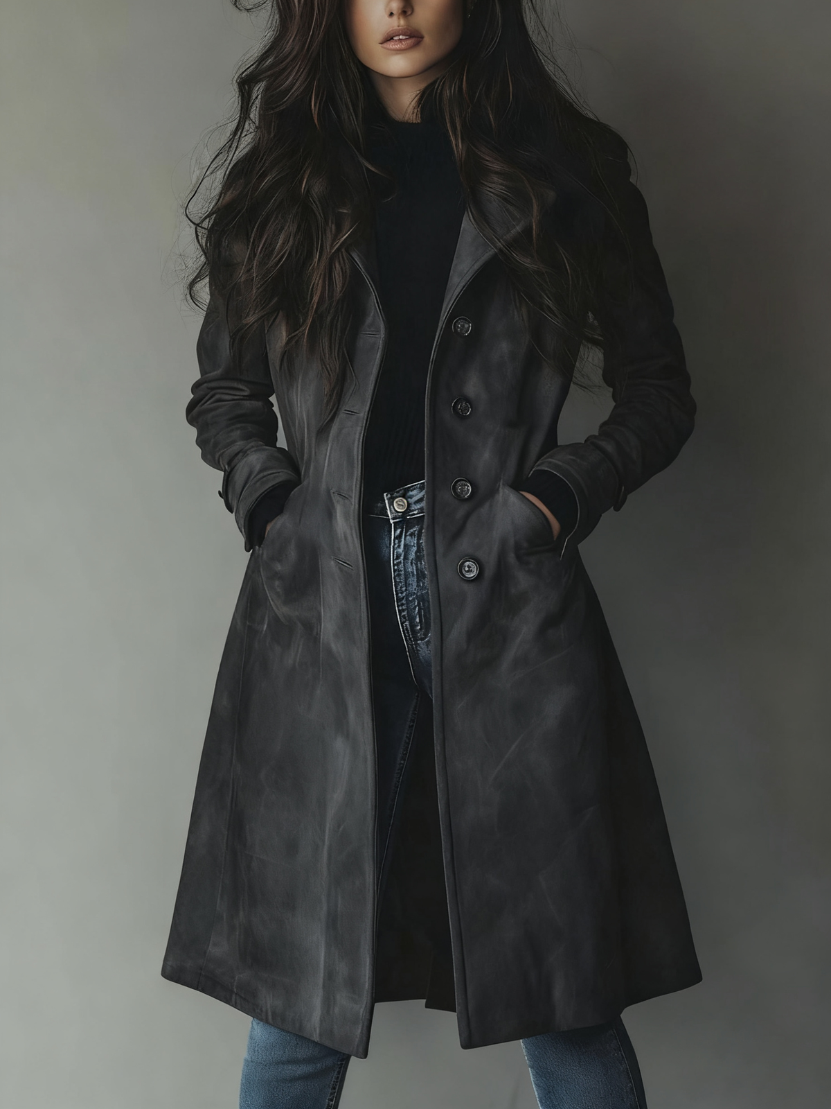 Isabel | Women's Longline Coat | Suede · Eltrendio