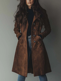 Isabel | Women's Longline Coat | Suede · Eltrendio