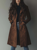 Isabel | Women's Longline Coat | Suede · Eltrendio