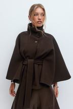 Isabelle | Women's Cape Coat | Belted Waist · Eltrendio