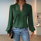 Isabelle | Women's V-Neck Blouse | Lace Bodice · Eltrendio