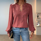 Isabelle | Women's V-Neck Blouse | Lace Bodice · Eltrendio