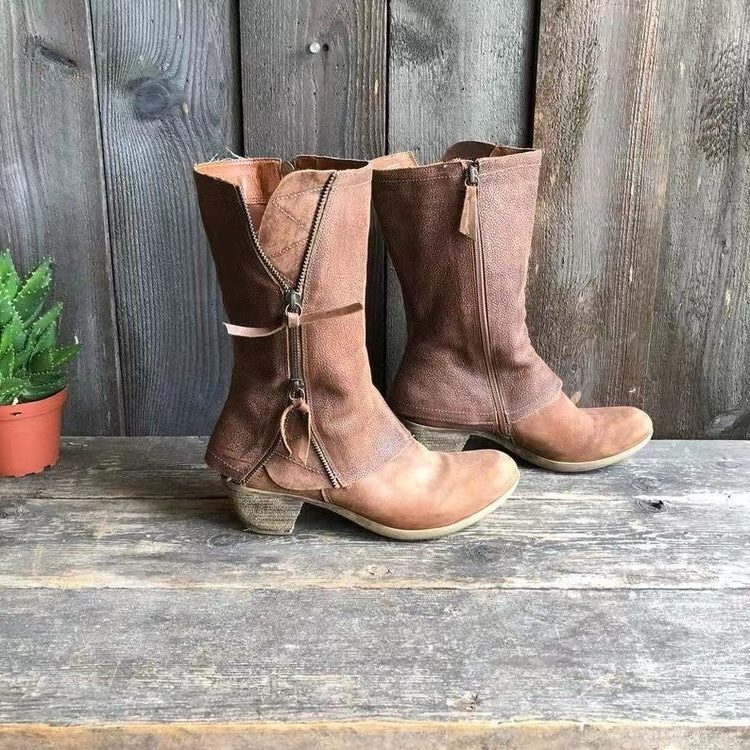 Isla | Women's Block Heel Boots | Side Zip · Eltrendio