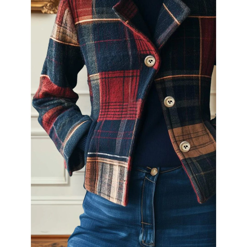 Isla | Women's Button-Front Check Jacket | Front Pockets · Eltrendio