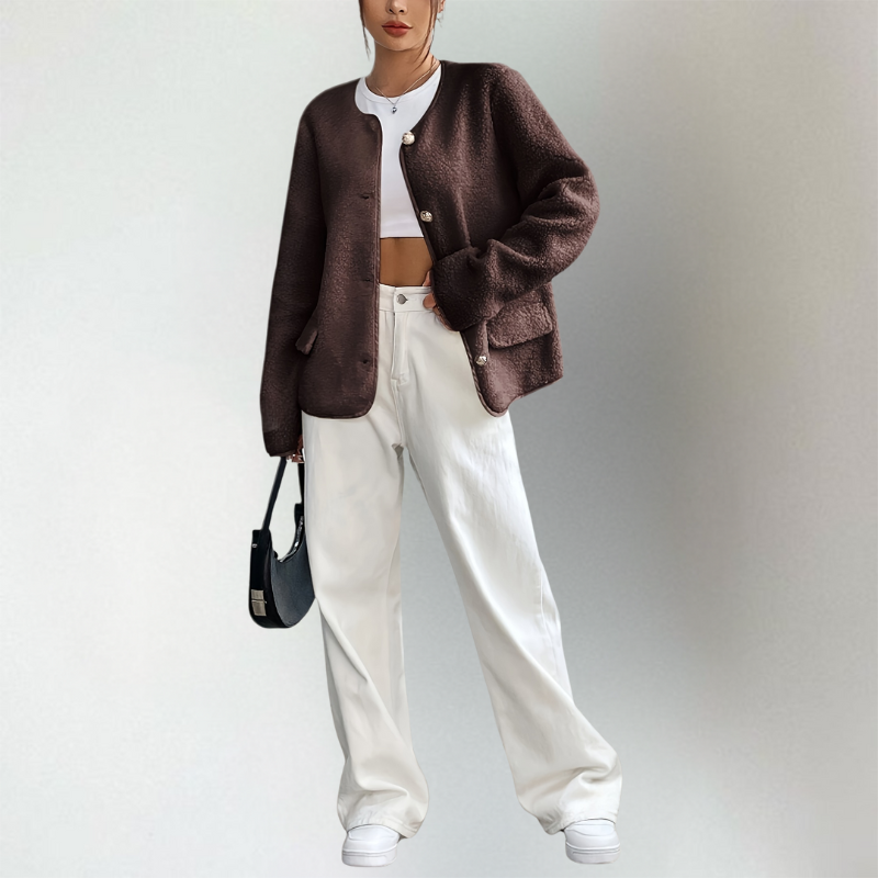 Isla | Women's Collarless Cardigan | Button-Front · Eltrendio