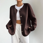 Isla | Women's Collarless Cardigan | Button-Front · Eltrendio