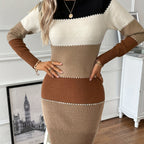 Isla | Women's Colour Block Jumper Dress | Crew Neck · Eltrendio