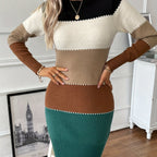 Isla | Women's Colour Block Jumper Dress | Crew Neck · Eltrendio