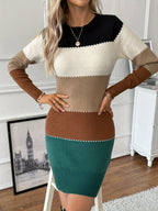 Isla | Women's Colour Block Jumper Dress | Crew Neck · Eltrendio