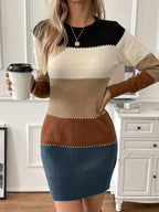 Isla | Women's Colour Block Jumper Dress | Crew Neck · Eltrendio