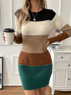 Isla | Women's Colour Block Jumper Dress | Crew Neck · Eltrendio