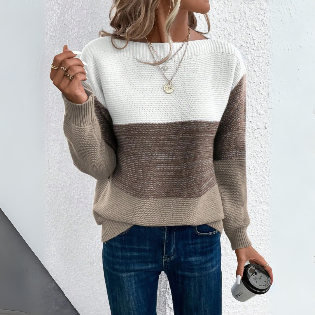 Isla | Women's Colourblock Jumper | Boat Neck · Eltrendio