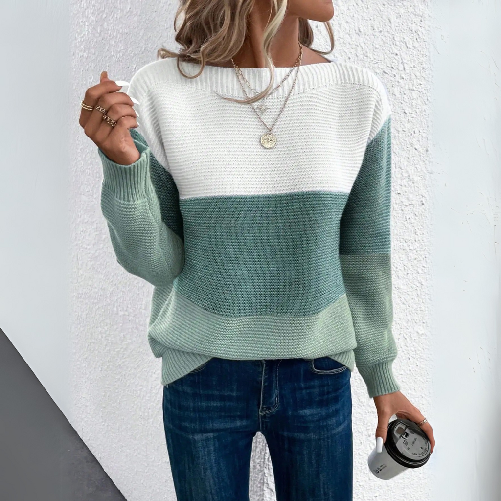 Isla | Women's Colourblock Jumper | Boat Neck · Eltrendio