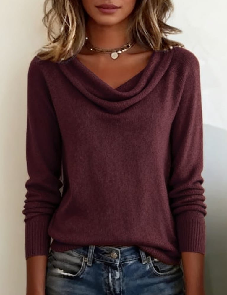 Isla | Women's Cowl Neck Jumper | Ribbed Cuffs · Eltrendio