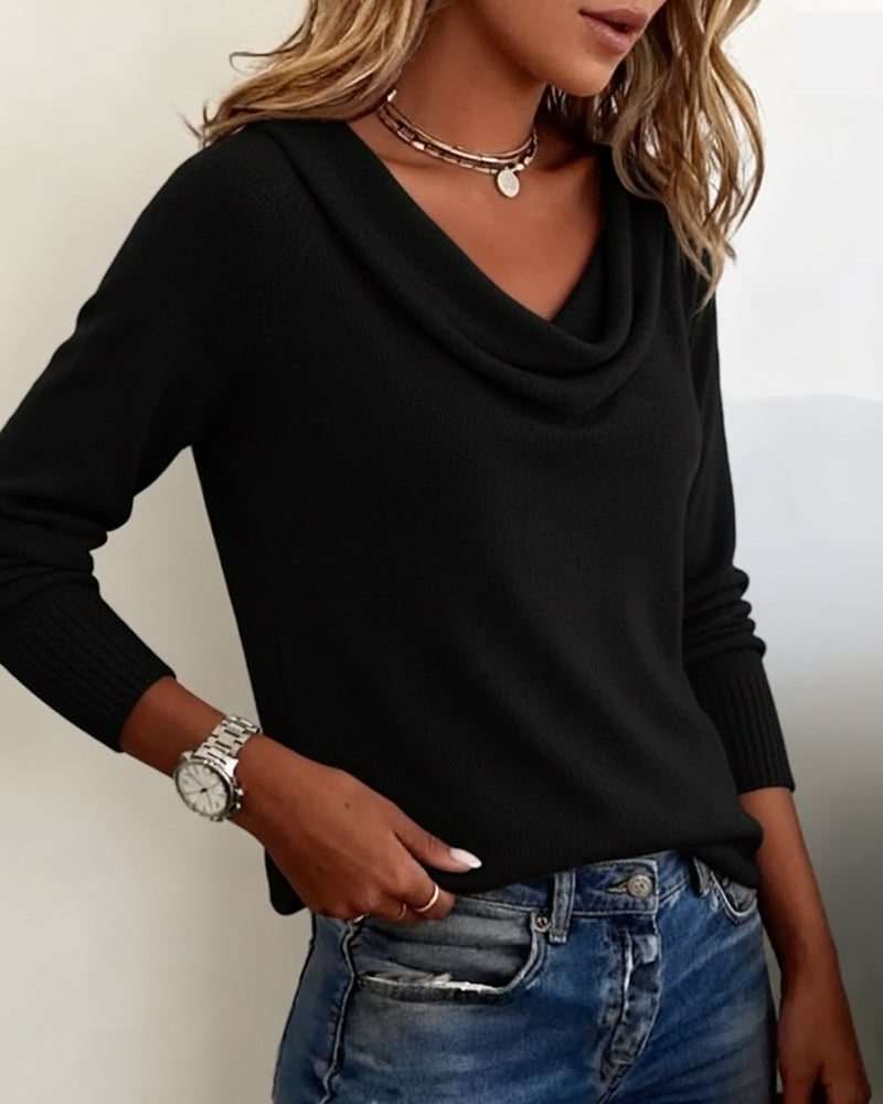 Isla | Women's Cowl Neck Jumper | Ribbed Cuffs · Eltrendio