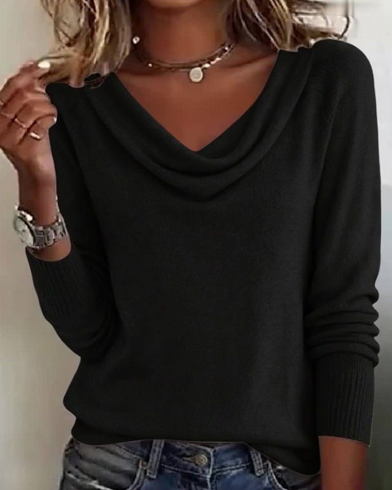 Isla | Women's Cowl Neck Jumper | Ribbed Cuffs · Eltrendio