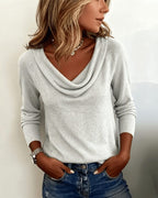 Isla | Women's Cowl Neck Jumper | Ribbed Cuffs · Eltrendio