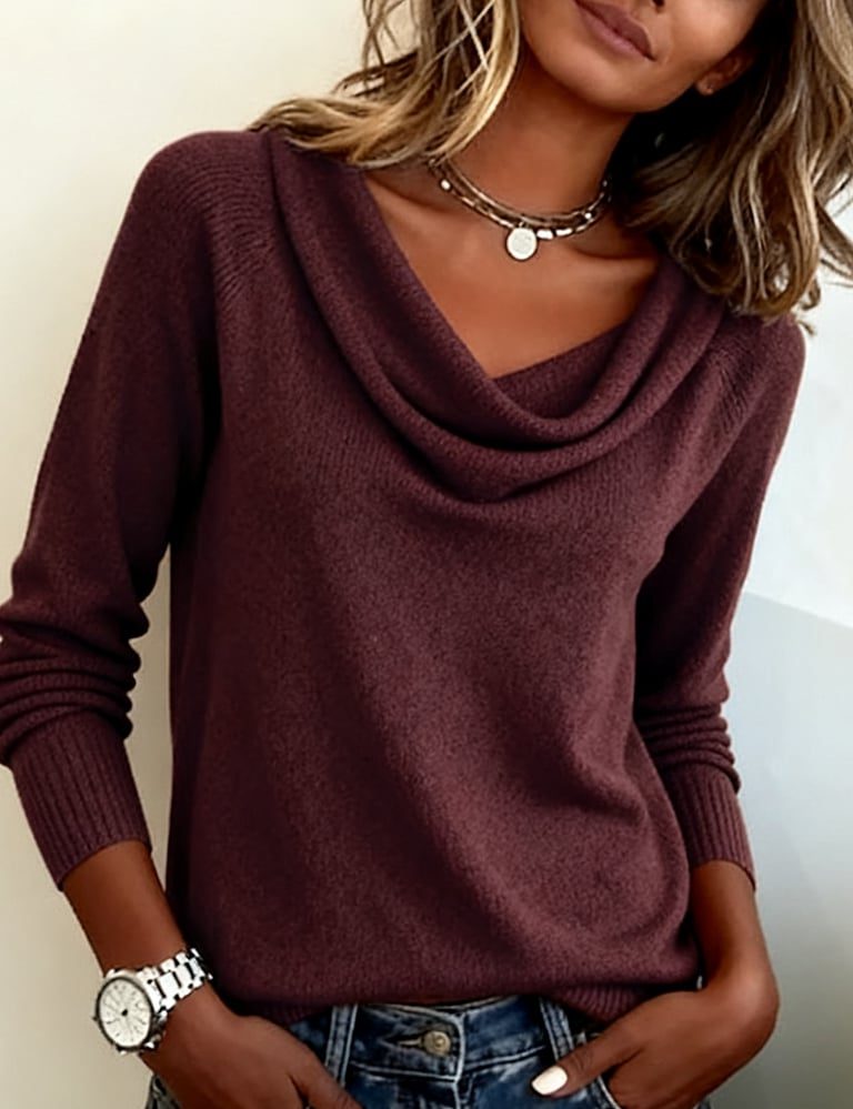 Isla | Women's Cowl Neck Jumper | Ribbed Cuffs · Eltrendio