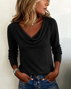 Isla | Women's Cowl Neck Jumper | Ribbed Cuffs · Eltrendio