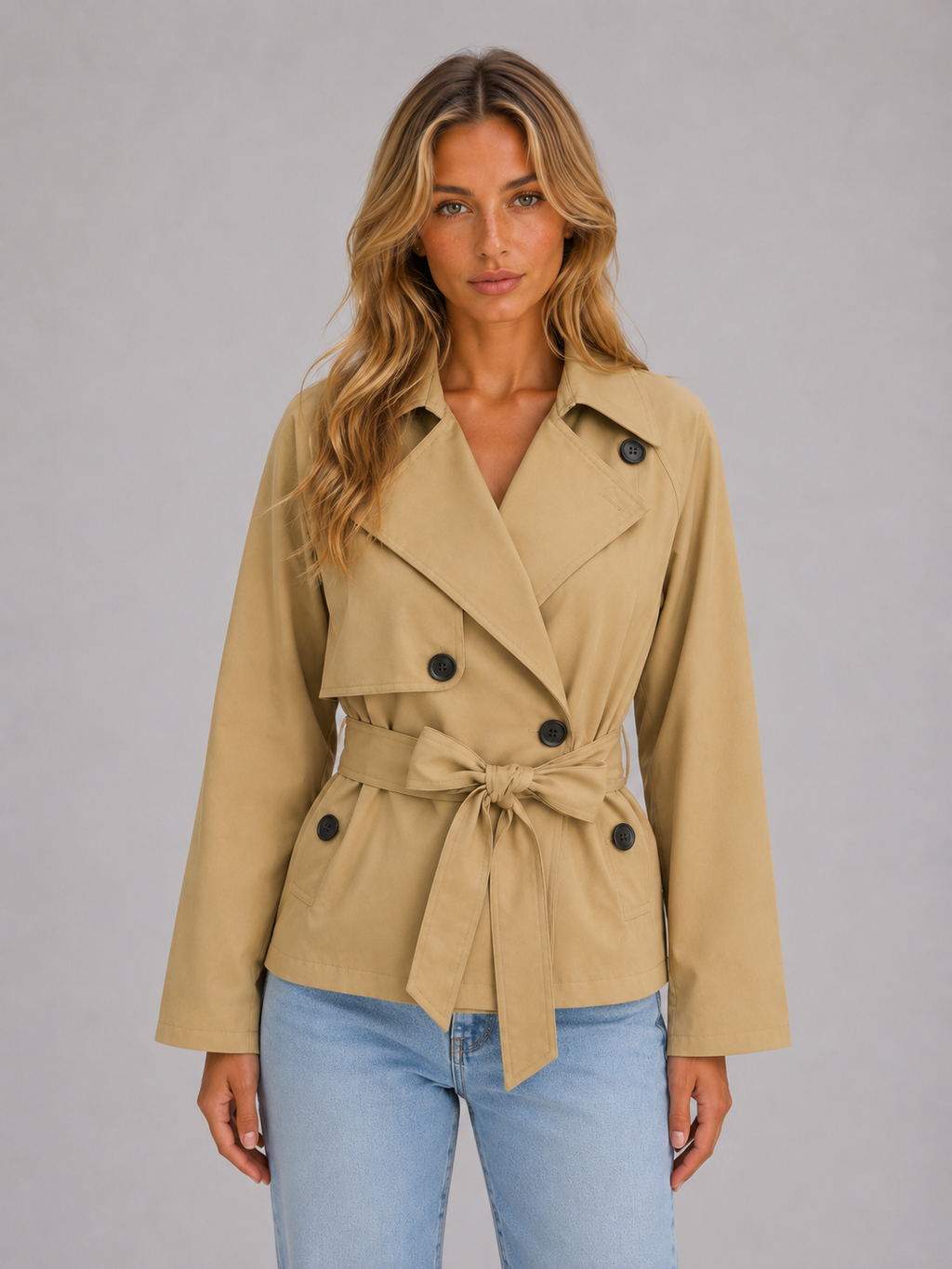 Isla | Women's Cropped Trench Coat | Tie Waist · Eltrendio