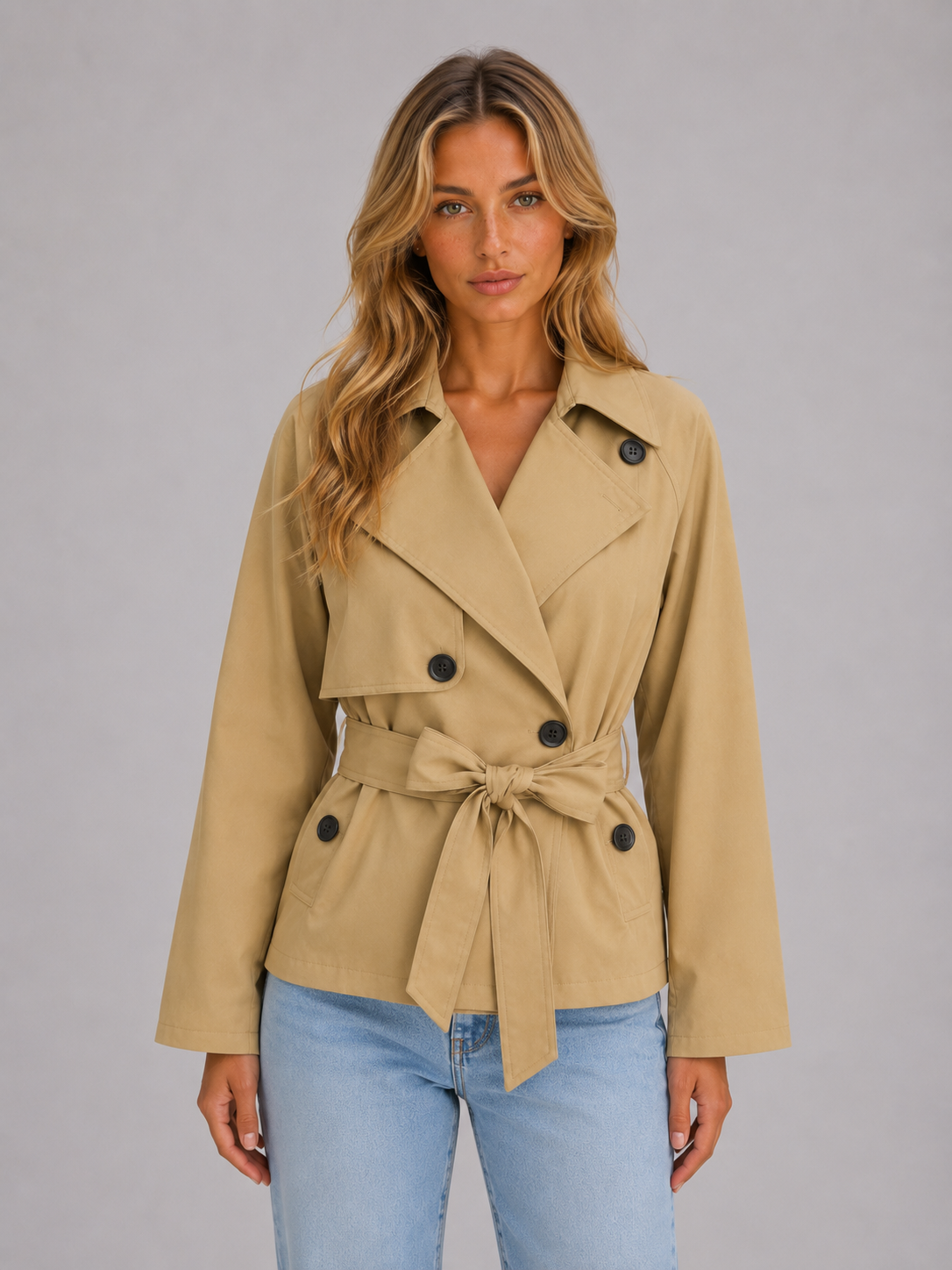Isla | Women's Cropped Trench Coat | Tie Waist · Eltrendio
