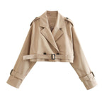 Isla | Women's Cropped Trench Jacket | Belted Waist · Eltrendio