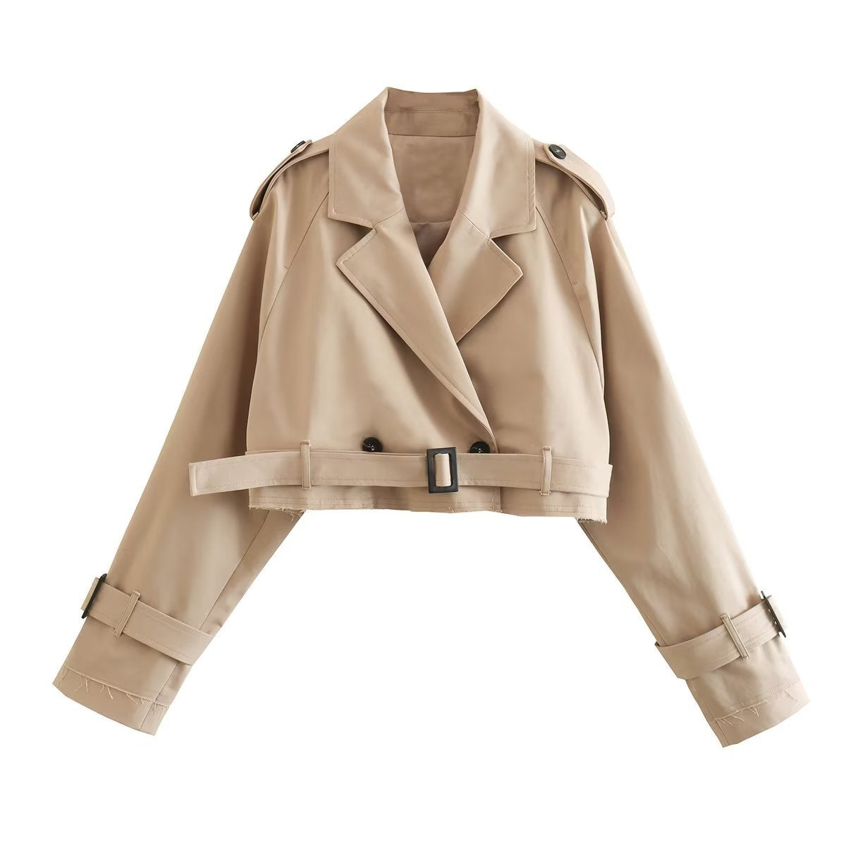 Isla | Women's Cropped Trench Jacket | Belted Waist · Eltrendio
