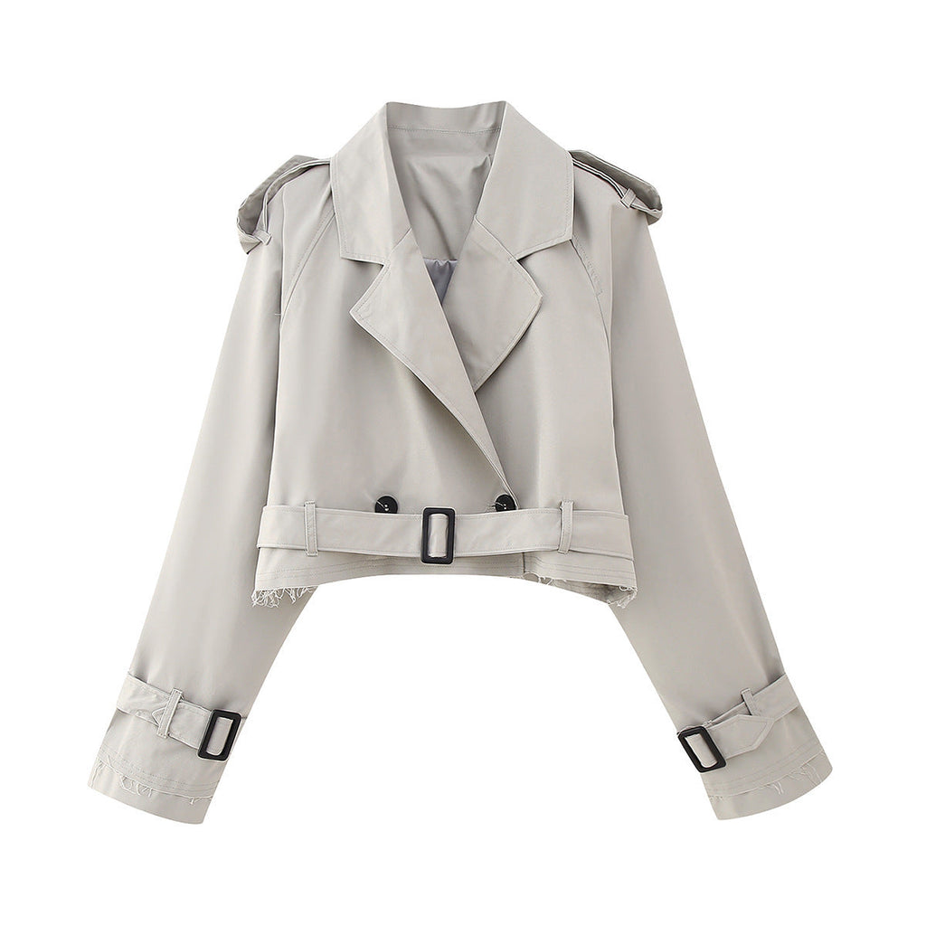 Isla | Women's Cropped Trench Jacket | Belted Waist · Eltrendio