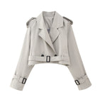Isla | Women's Cropped Trench Jacket | Belted Waist · Eltrendio