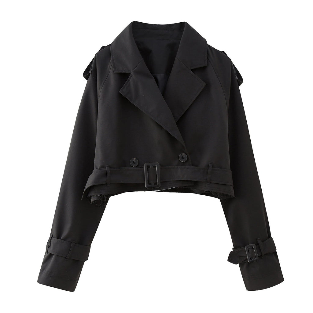 Isla | Women's Cropped Trench Jacket | Belted Waist · Eltrendio