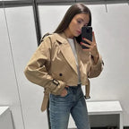 Isla | Women's Cropped Trench Jacket | Belted Waist · Eltrendio