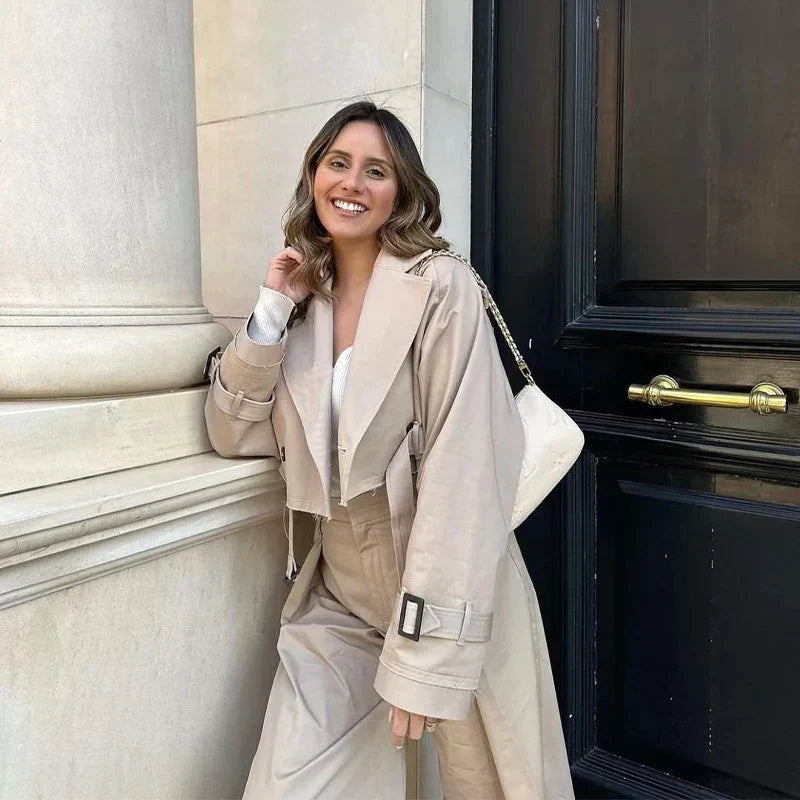 Isla | Women's Cropped Trench Jacket | Belted Waist · Eltrendio